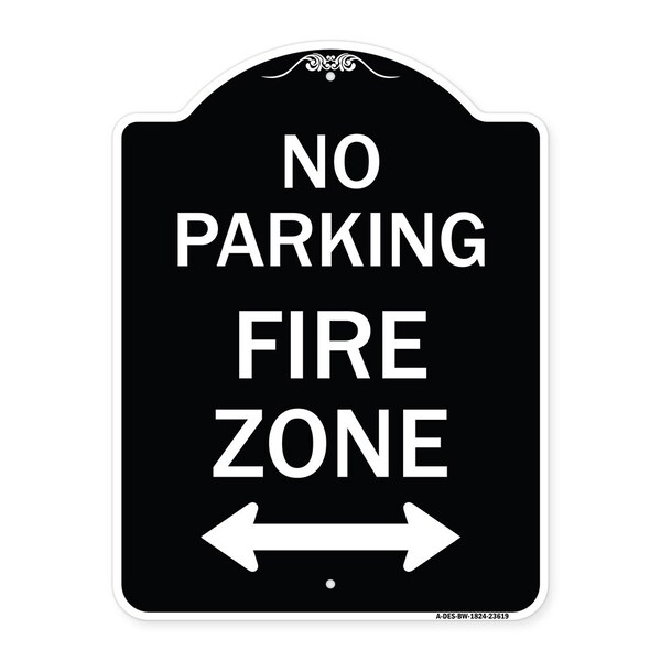 Signmission No Parking Fire Zone W/ Bidirectional Arrow Heavy-Gauge Aluminum Sign, 24" x 18", BW-1824-23619 A-DES-BW-1824-23619 - main